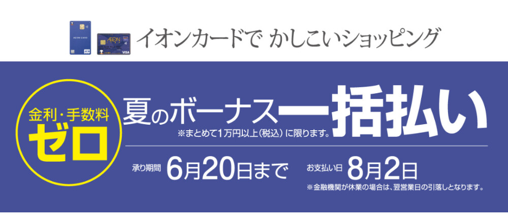 夏のボーナス一括払い手数料0